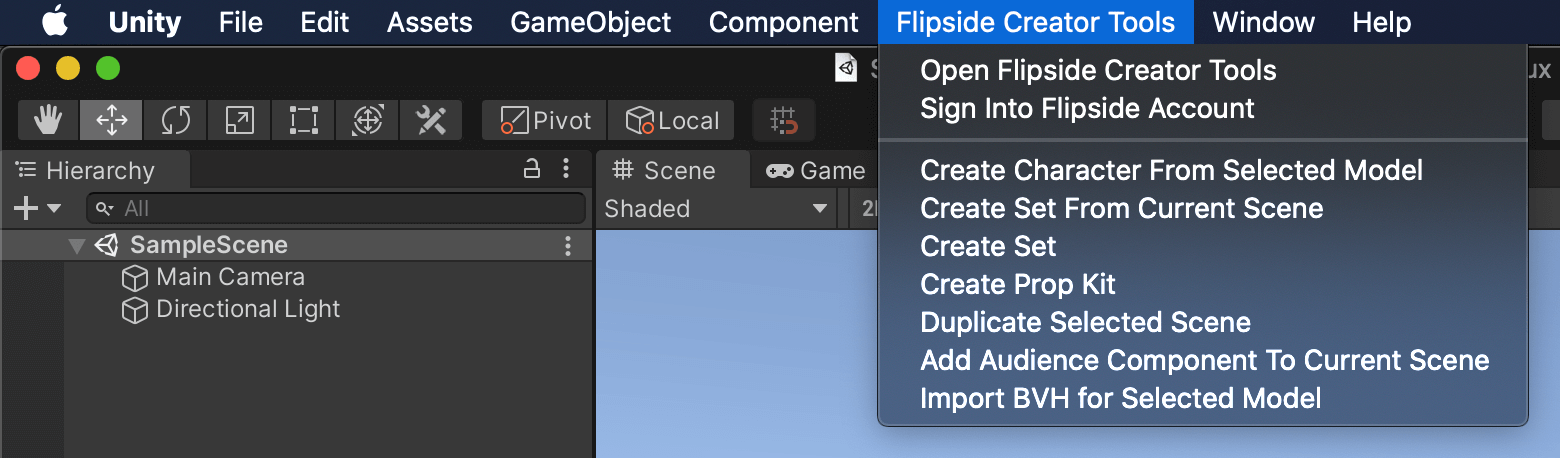Flipside Creator Tools menu