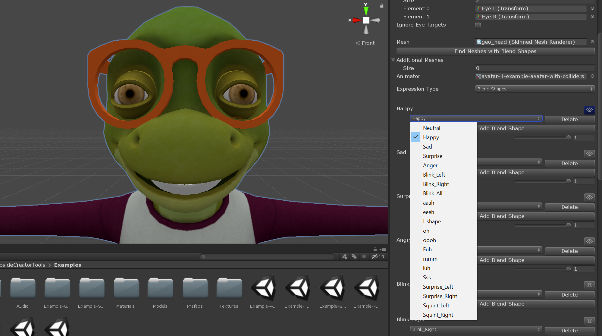 Blend shape selection