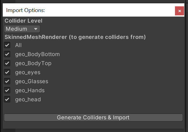 Generate Colliders dialogue