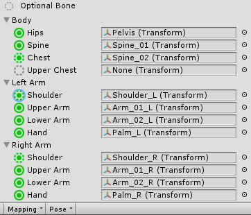Unity bone configuration
